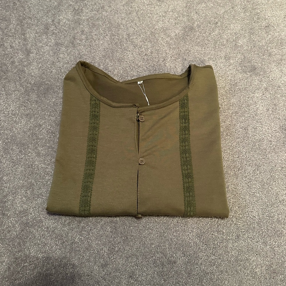 Olive Green Button-Up Top